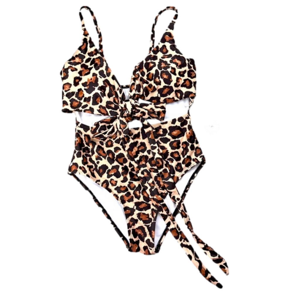 HOLIPICK Women's Cheetah print size medium swimsuit Unikini one piece bikini NWT - Picture 3 of 9
